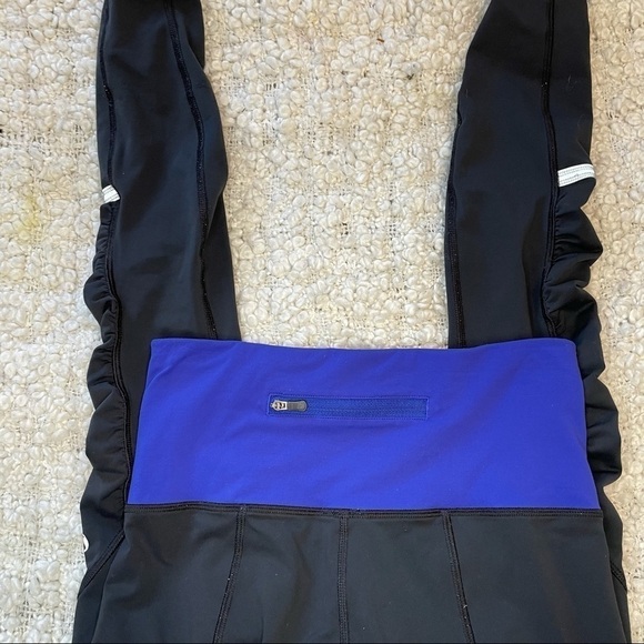 LULULEMON Speed Tight Ruched Pants Black & Blue 4 - Picture 3 of 5